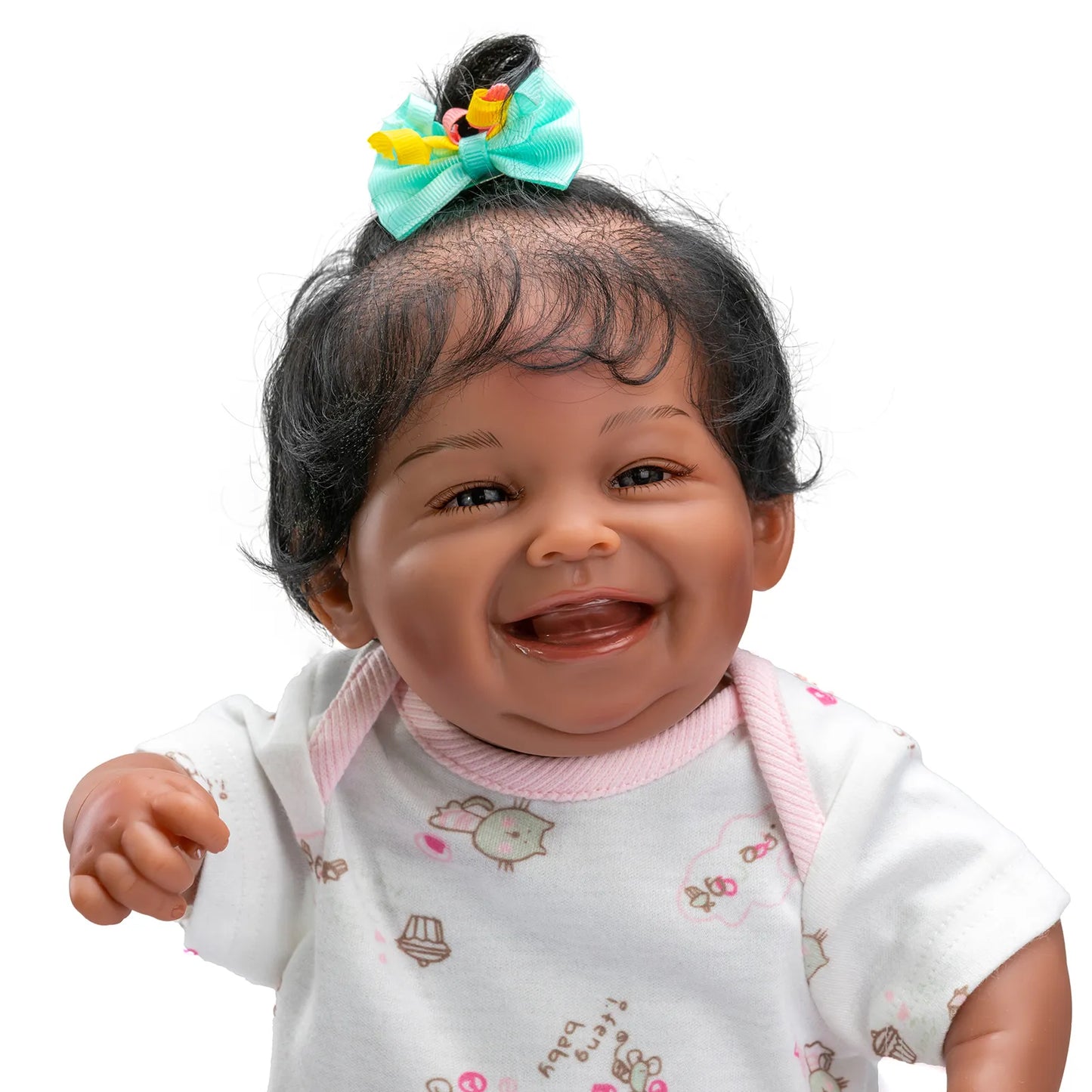 Boneca Bebê Reborn Negra Sorrindo