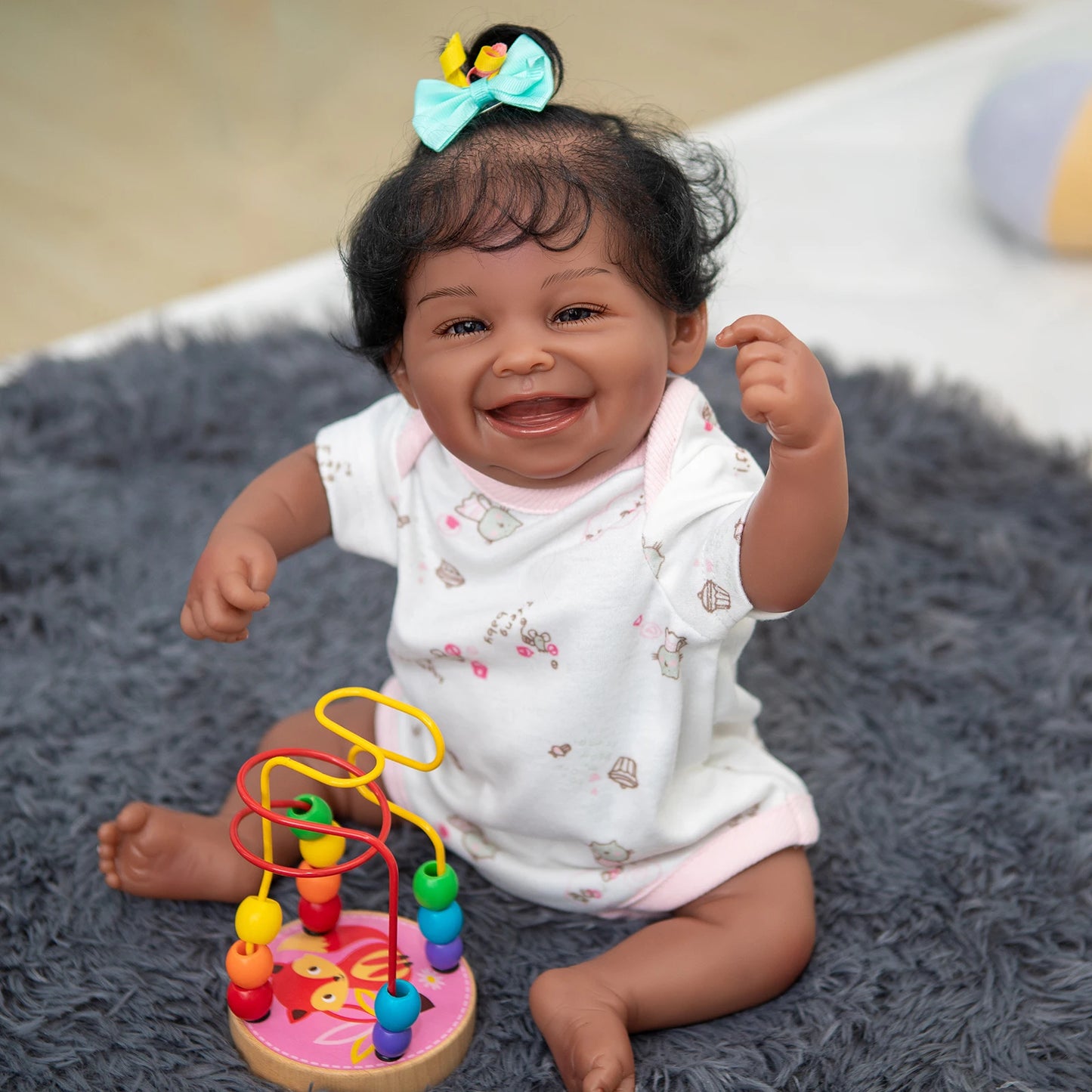 Boneca Bebê Reborn Negra Sorrindo