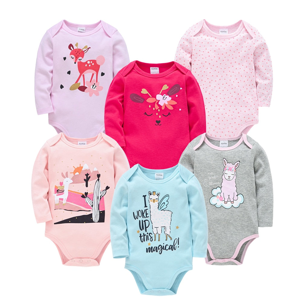 Kit body bebê 6 peças multicor manga longa- Meninos e Meninas