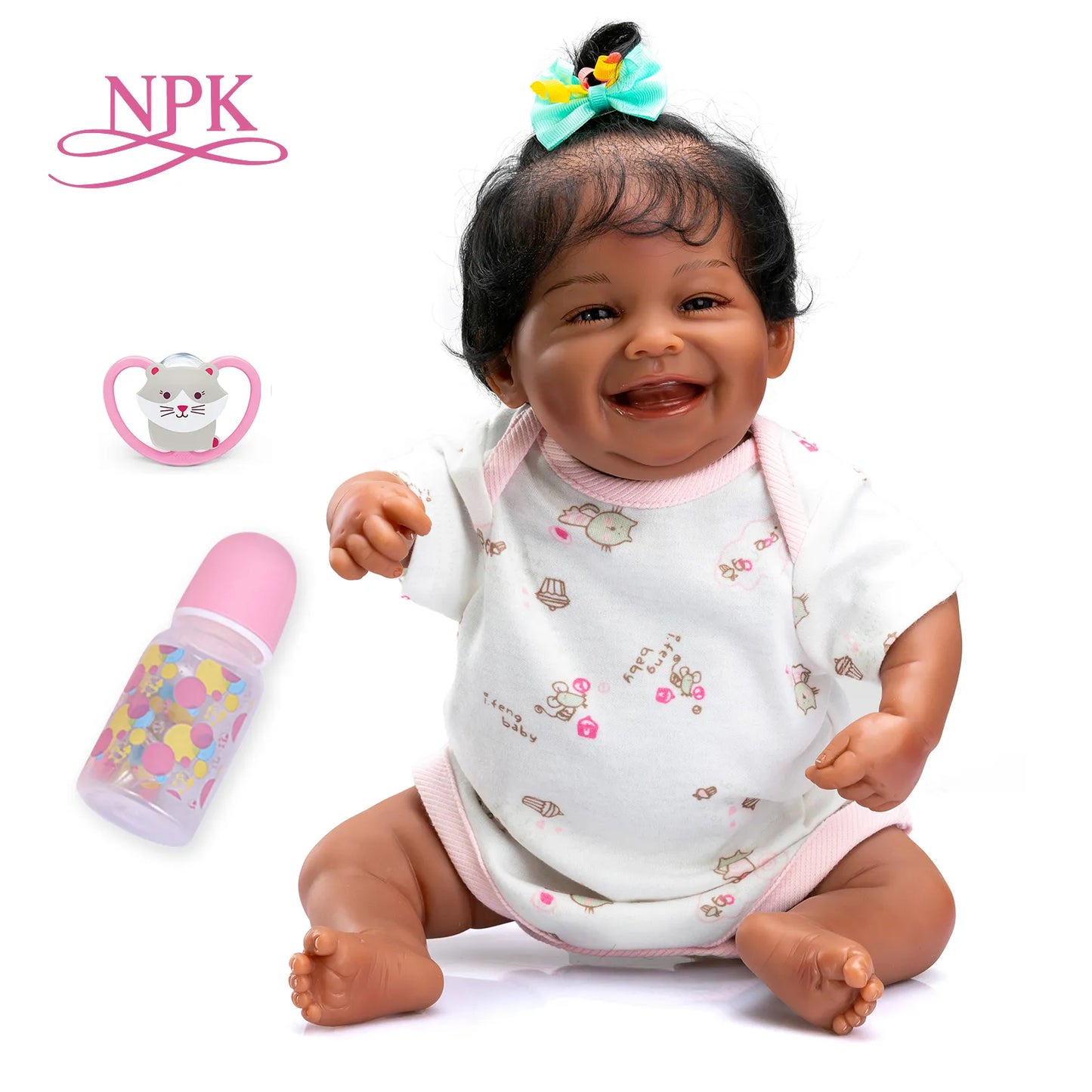 Boneca Bebê Reborn Negra Sorrindo