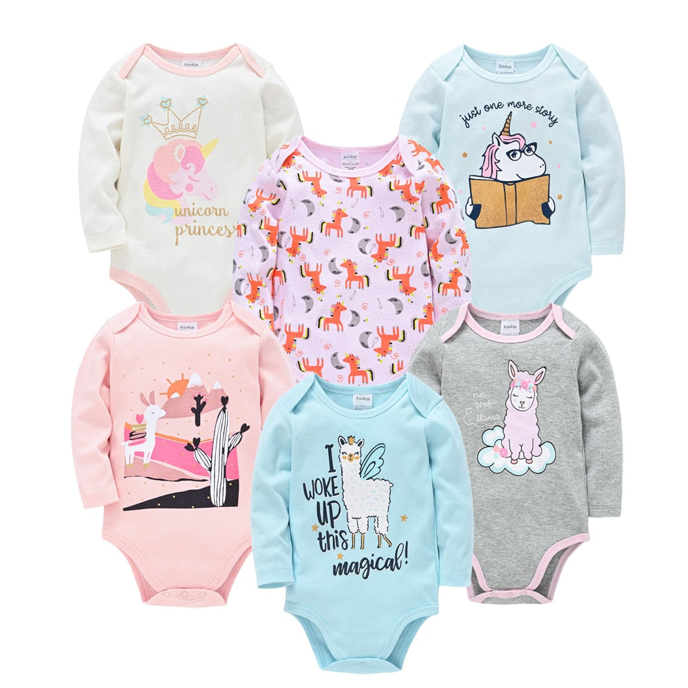 Kit body bebê 6 peças multicor manga longa- Meninos e Meninas