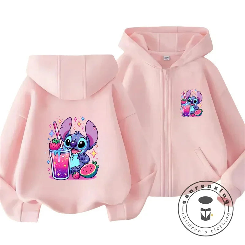 Blusa de Moletom com Capuz Infantil - Disney Stitch