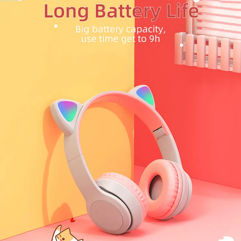 Fone de Ouvido Bluetooth Gato Infantil e Adulto