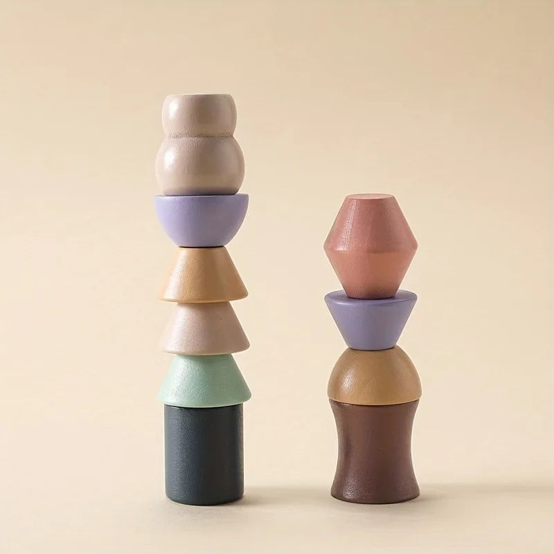 Brinquedo de Empilhar e Equilibrar em Madeira Montessori - Animais