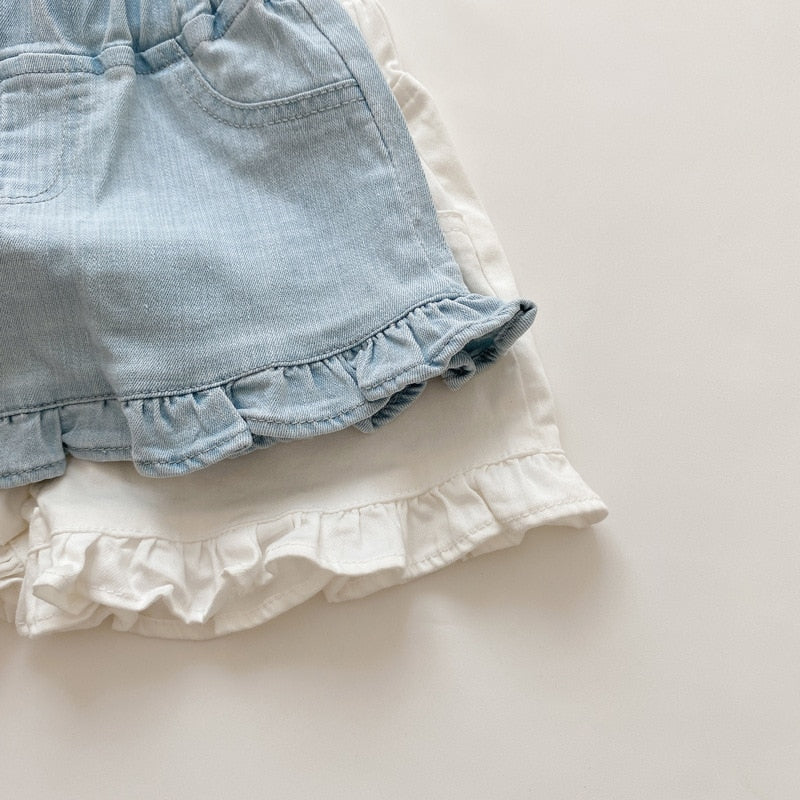 Shorts Jeans Infantil com Babado