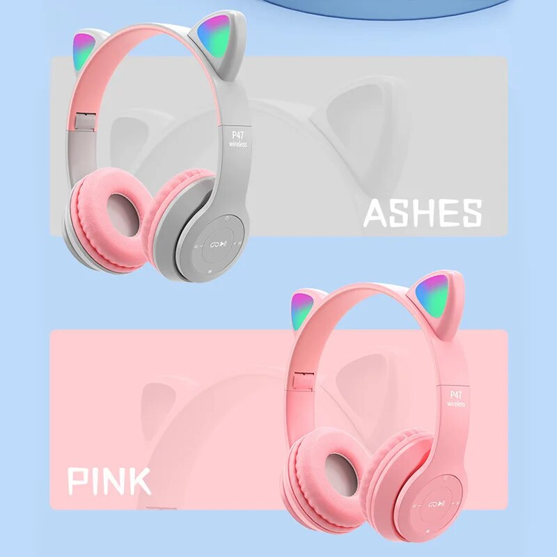 Fone de Ouvido Bluetooth Gato Infantil e Adulto