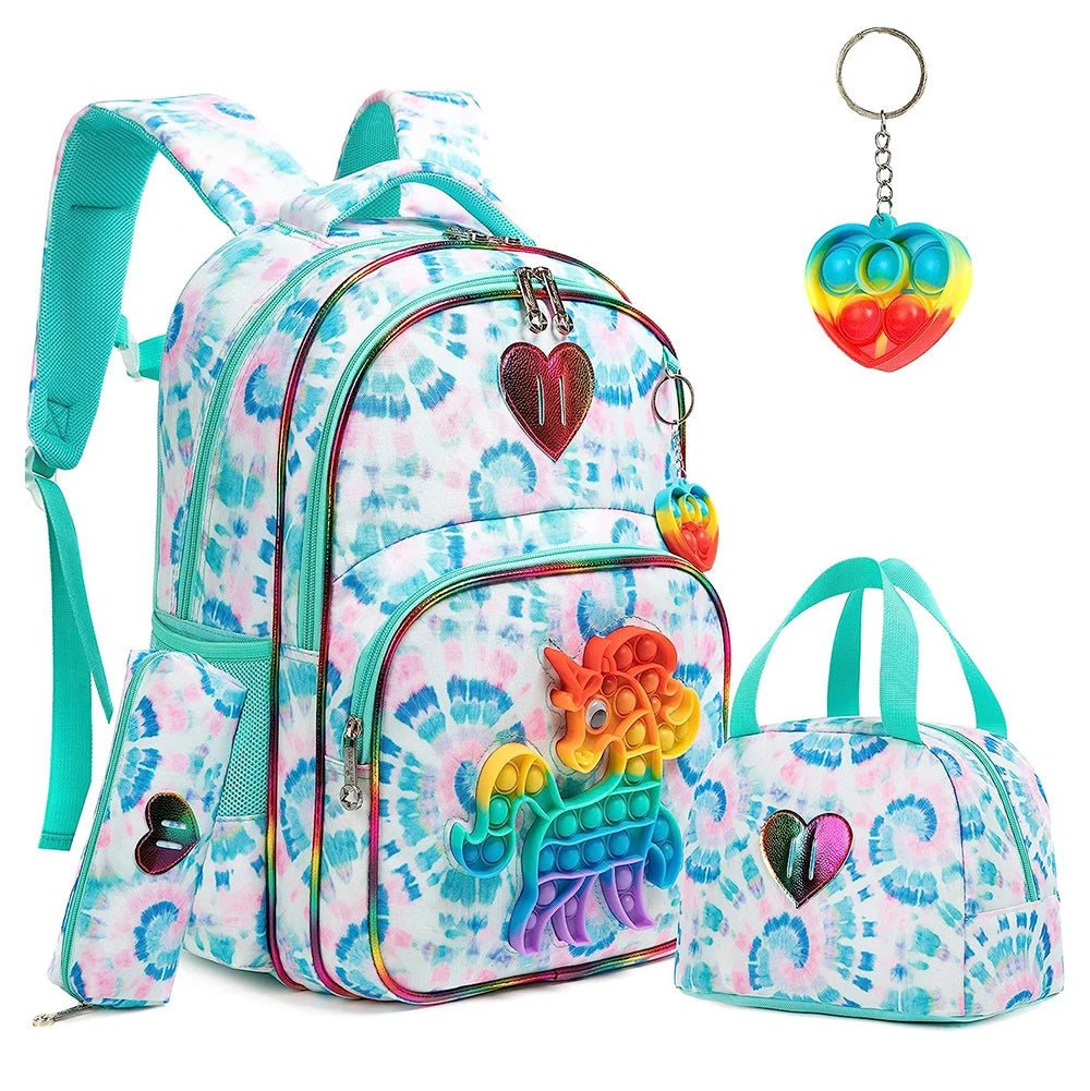 Mochila Unicórnio Pop-it -Kit 3 Peças