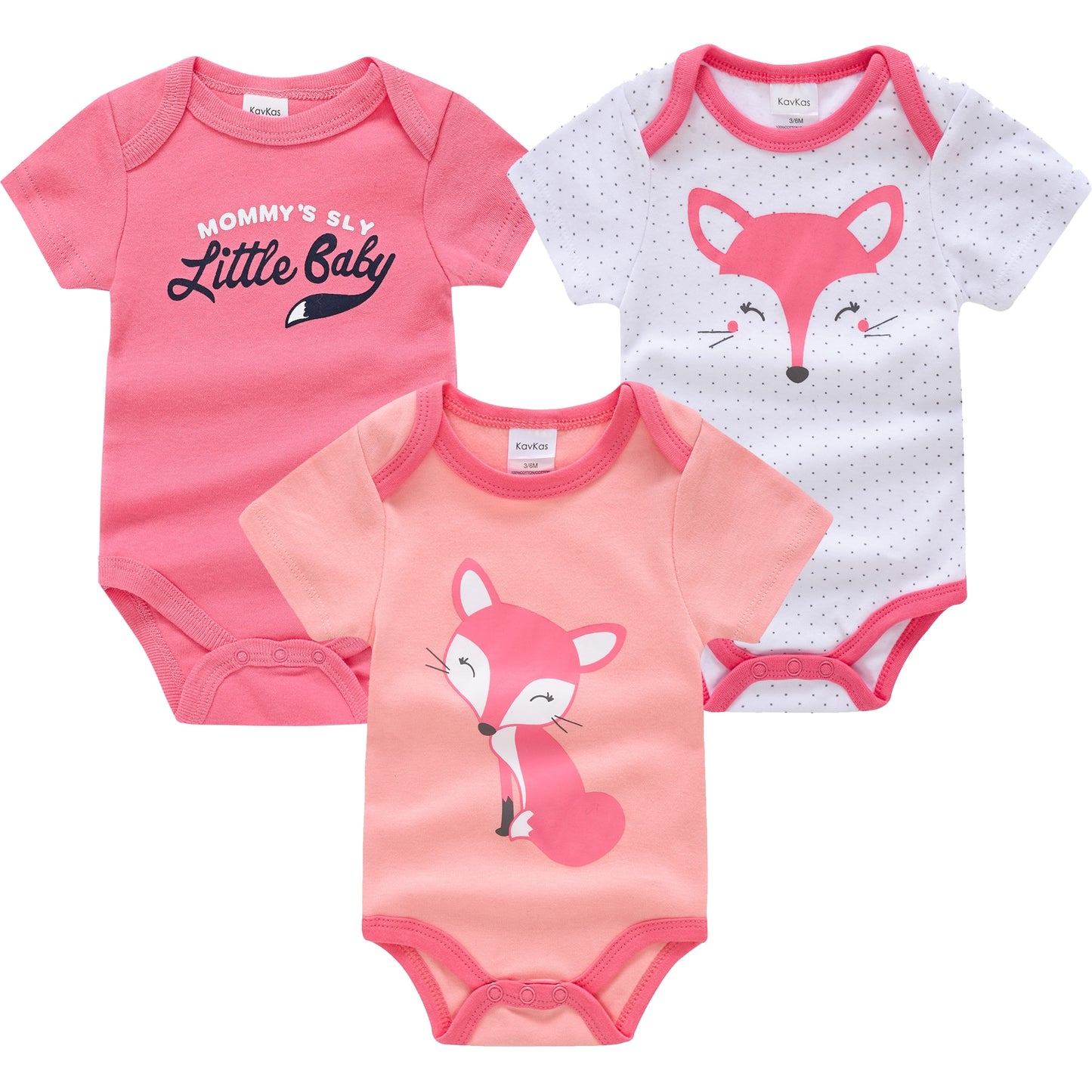 Kit body bebê 3 peças multicor manga curta - Meninos e Meninas