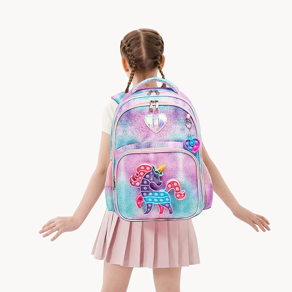Mochila Unicórnio Pop-it -Kit 3 Peças