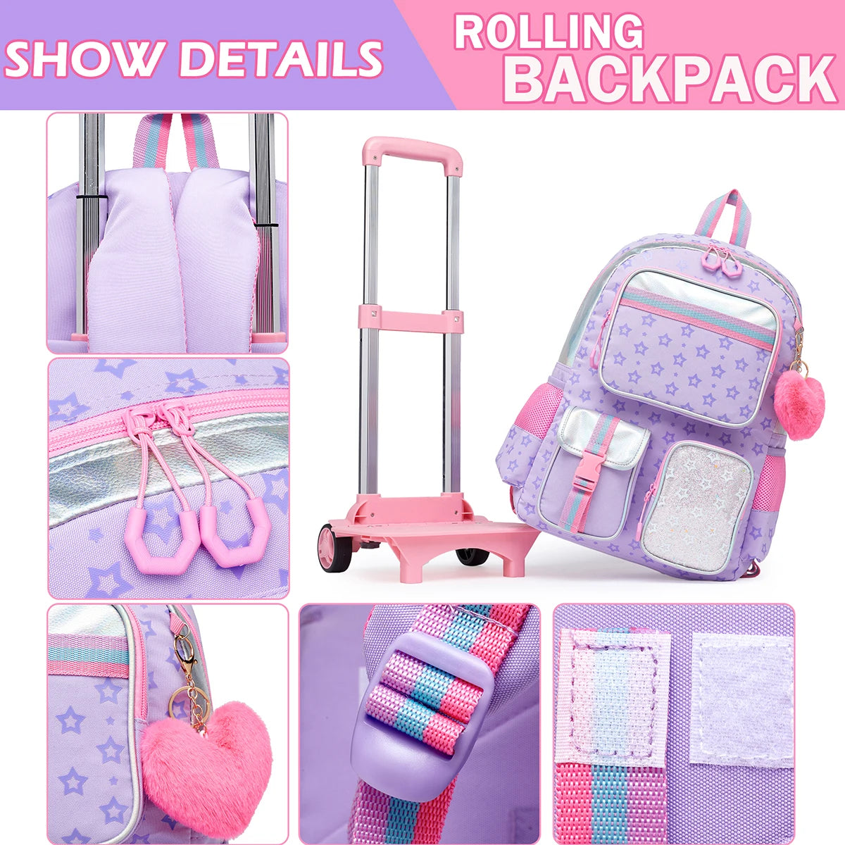 Kit Mochila Escolar de Rodinhas - Pentagram - 3 Peças