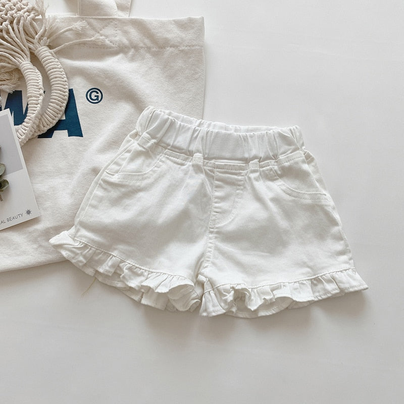 Shorts Jeans Infantil com Babado