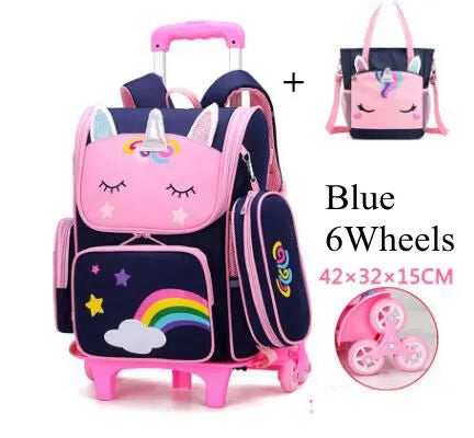 Mochila Escolar Unincórnio Rodinhas - Kit 3 Peças
