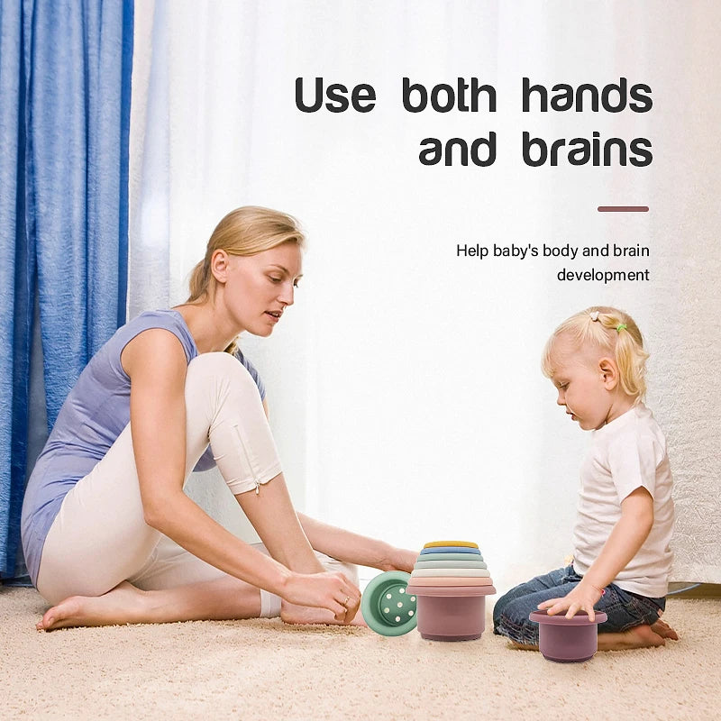 Brinquedo de  Silicone de Empilhar e Encaixar - Bebê