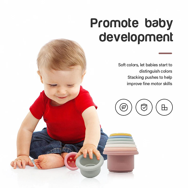 Brinquedo de  Silicone de Empilhar e Encaixar - Bebê