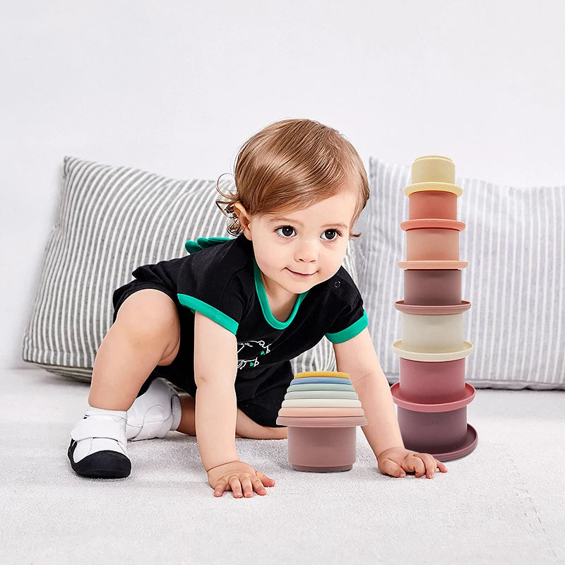 Brinquedo de  Silicone de Empilhar e Encaixar - Bebê