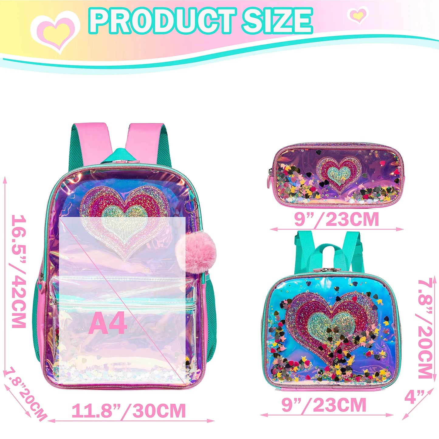 Mochila Infantil Meetbelify- Kit Escolar 3 Peças