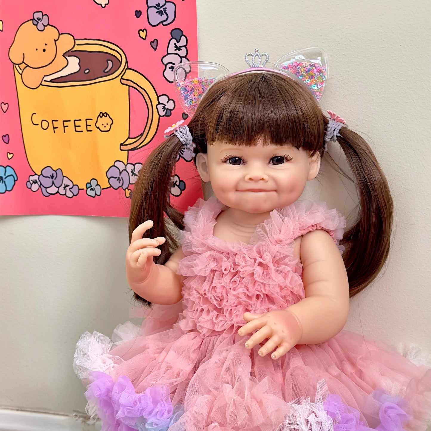 Boneca Bebê Reborn Cabelos longos