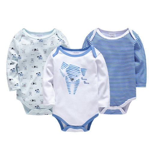 Kit body bebê 3 peças multicor manga longa- Meninos e Meninas