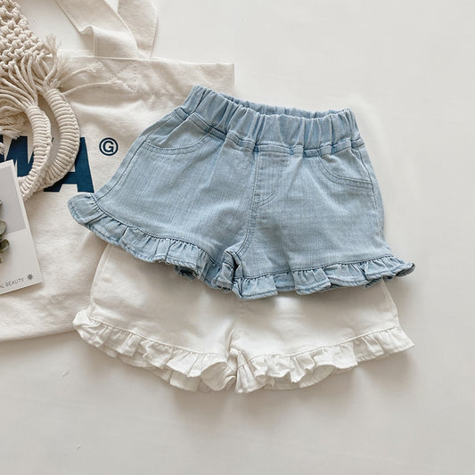Shorts Jeans Infantil com Babado